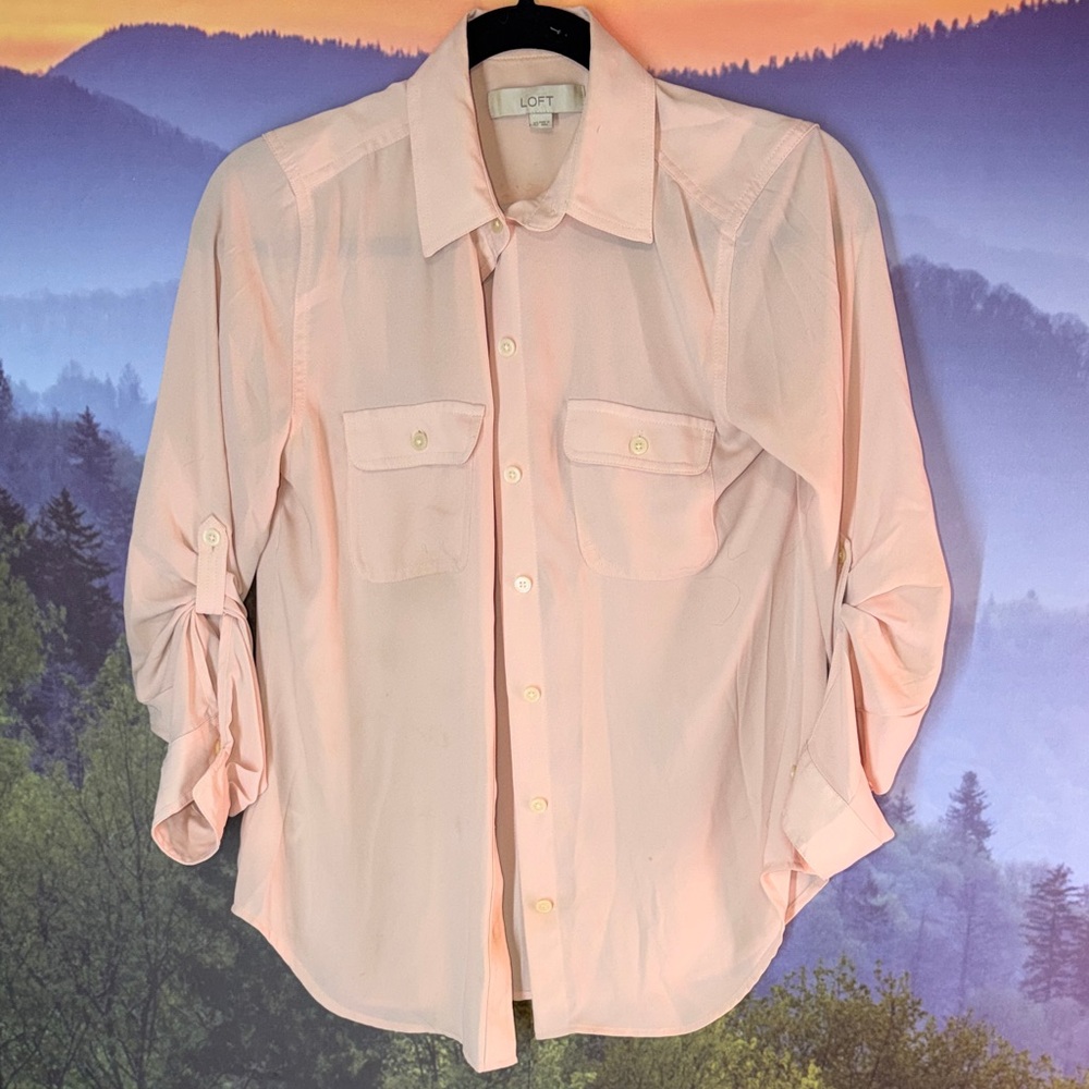 LOFT Men's Light Pink Casual Button Down Shirt